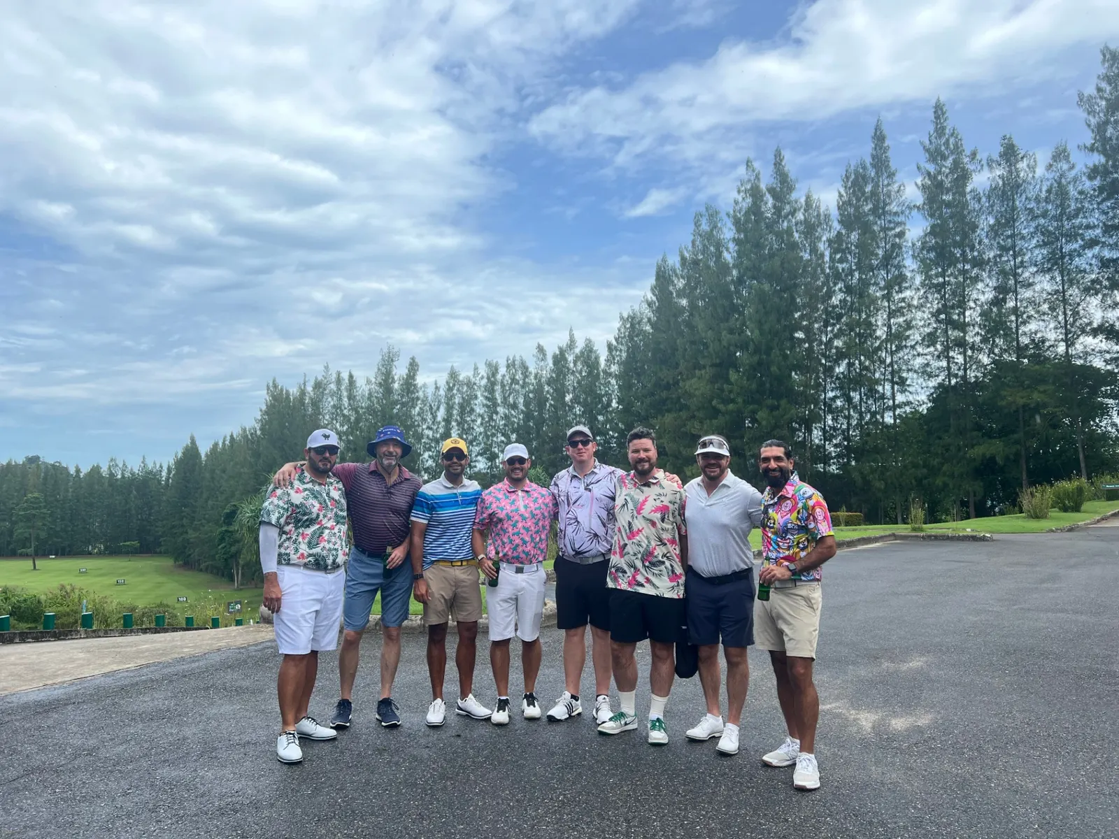 BGS members on tour in tropical prints