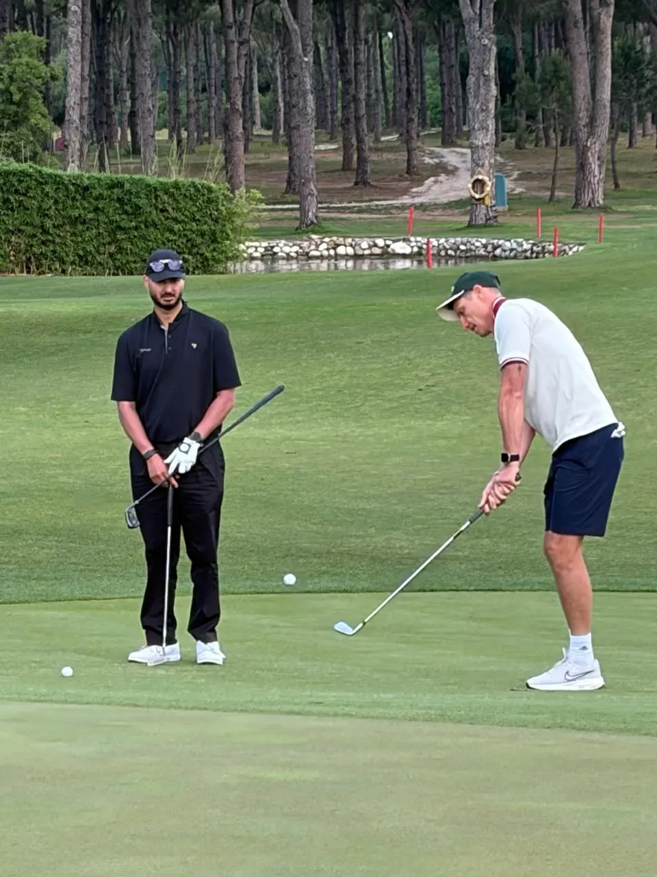 Chip onto the green through the pines