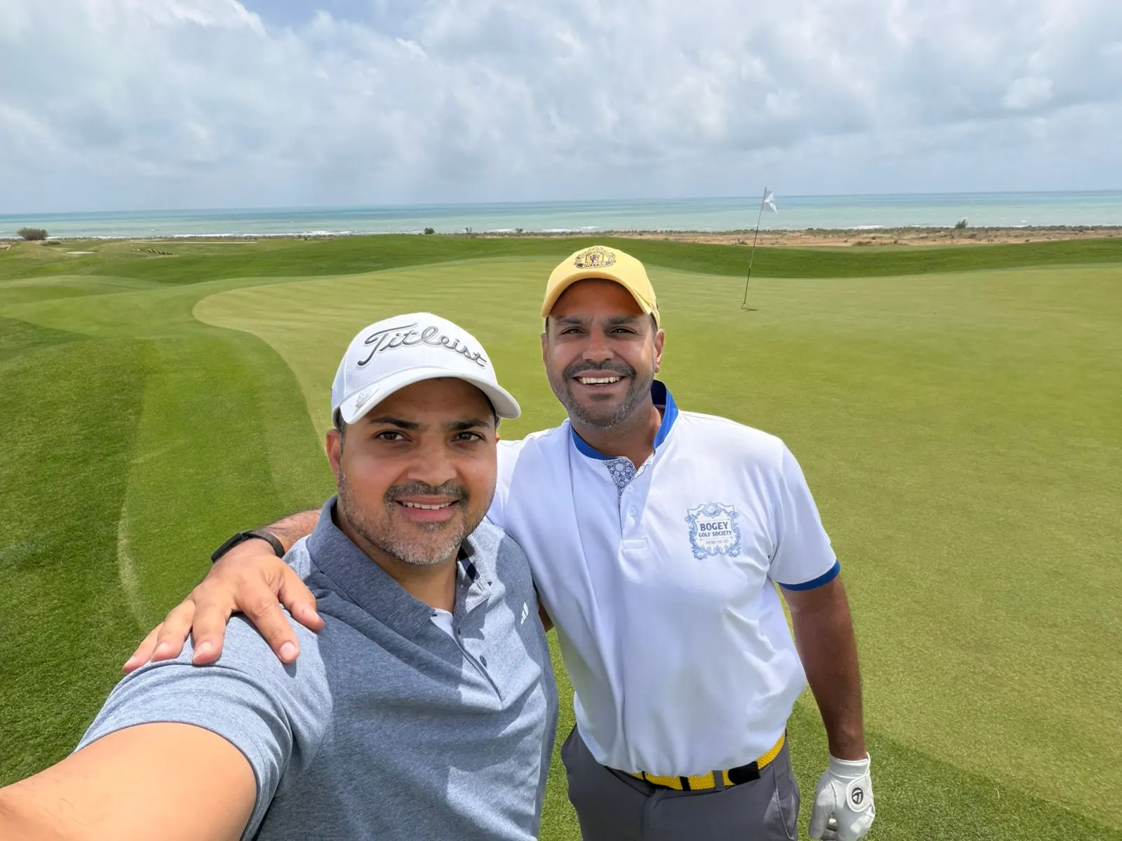 Selfie on a coastal green