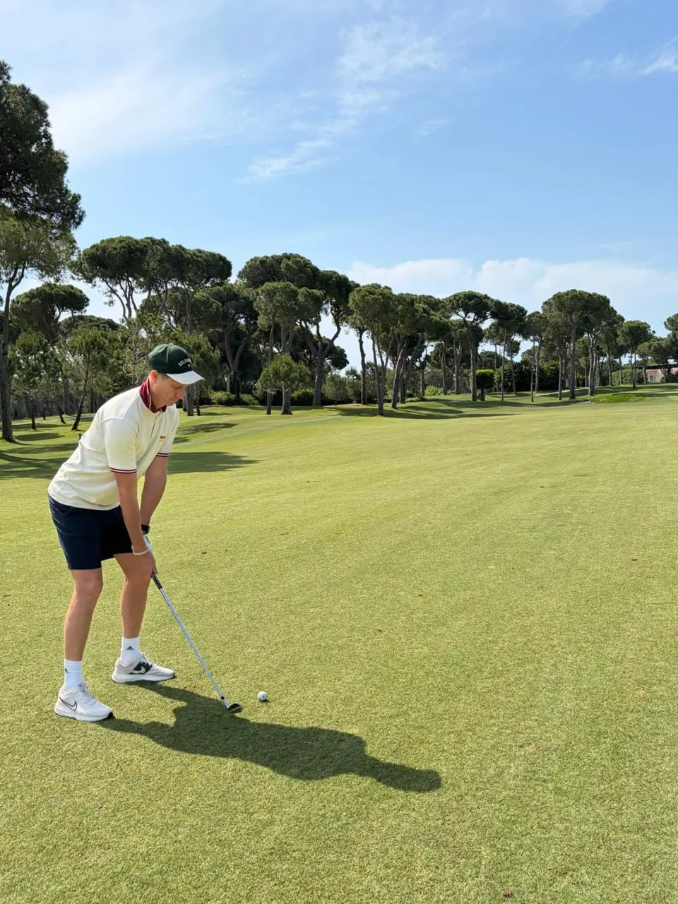 Approach shot lined up on the fairway